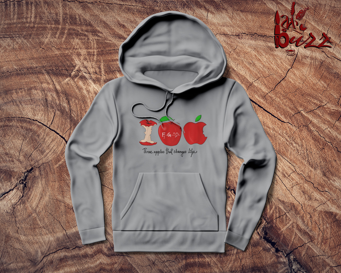 Three Apples captioned printed Hoodies