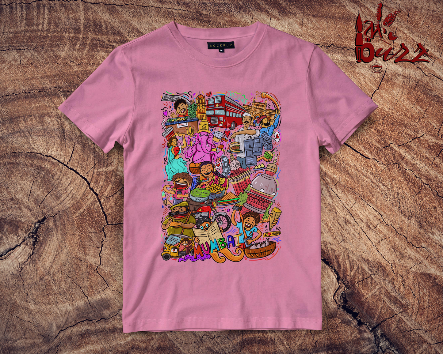 Mumbai doodle multicolor printed tshirt