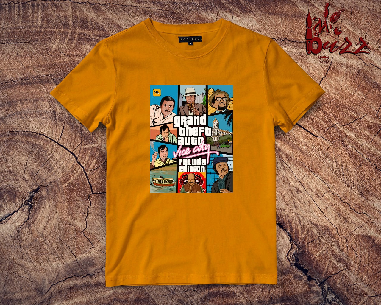 Feluda in vice city captioned printed tshirt
