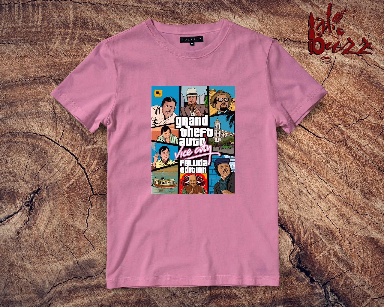 Feluda in vice city captioned printed tshirt