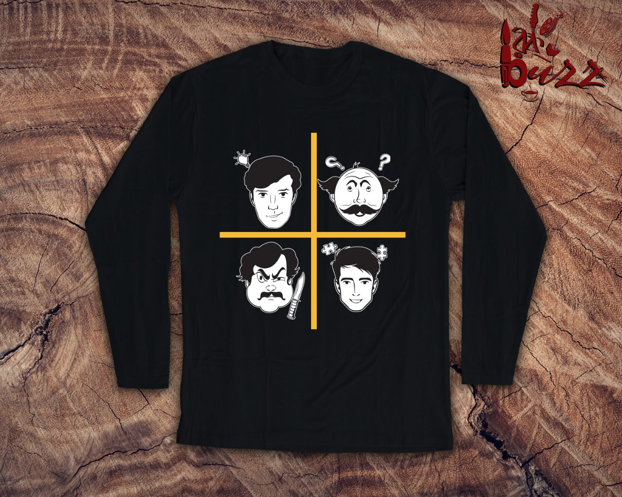 Feluda four faces captioned bengali full sleeve tshirt