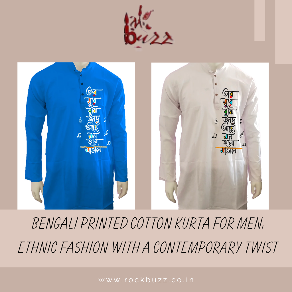 Bengali Printed Cotton Kurta for Men: Ethnic Fashion with a Contemporary Twist