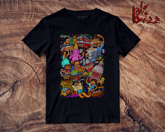 Mumbai doodle multicolor printed tshirt