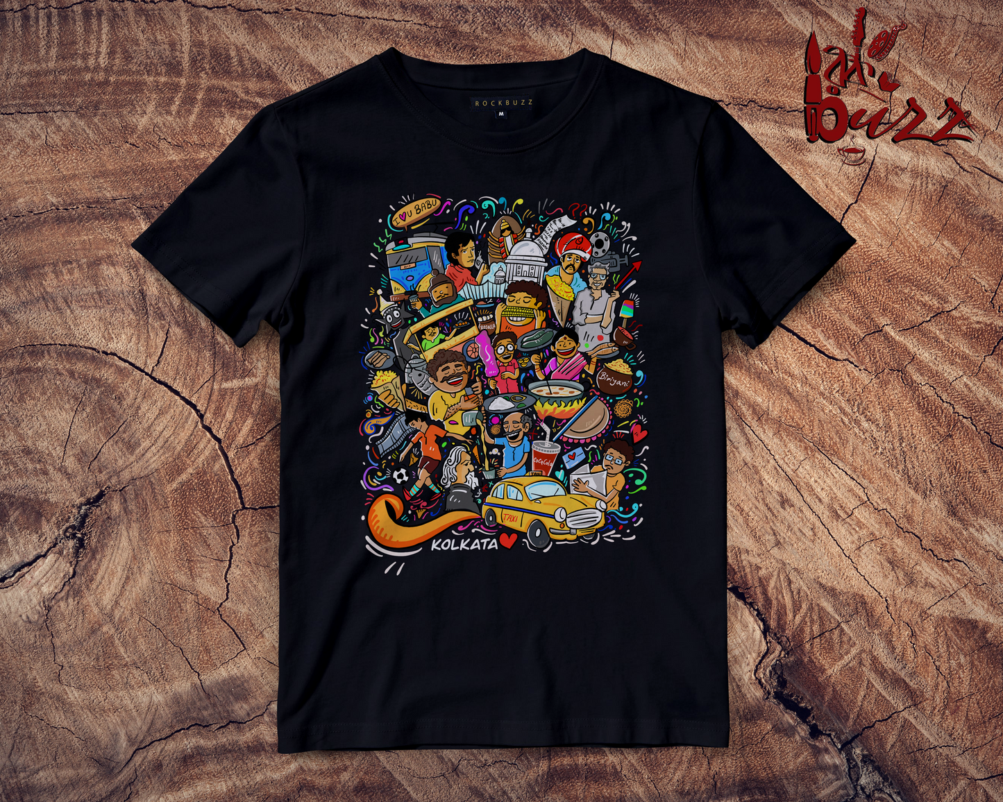 Kolkata doodle multicolor printed tshirt