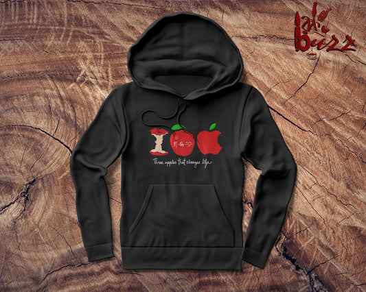 Three Apples captioned printed Hoodies