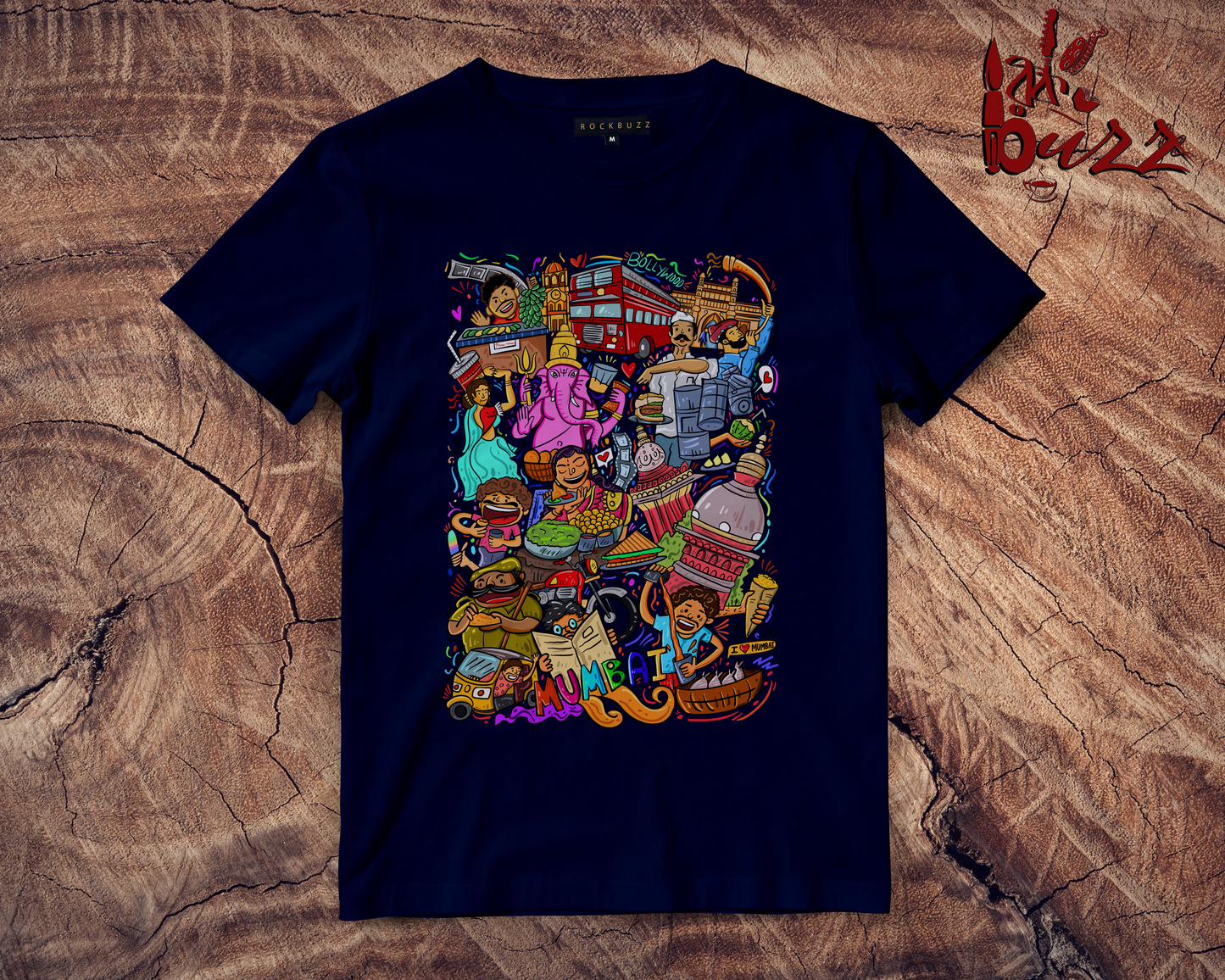 Mumbai doodle multicolor printed tshirt