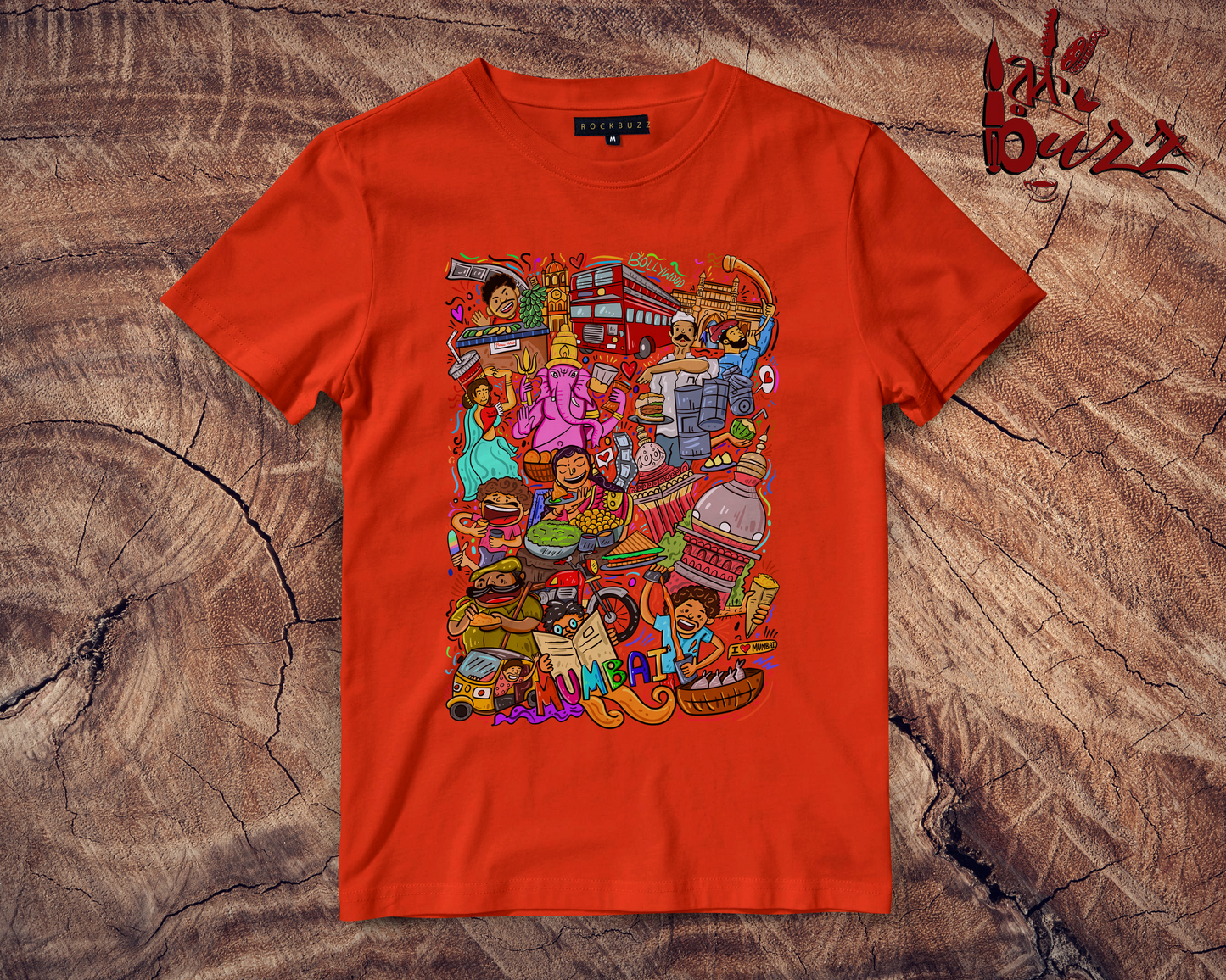 Mumbai doodle multicolor printed tshirt