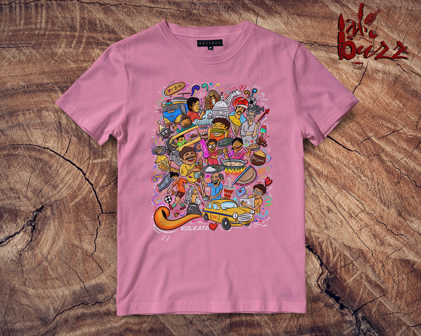 Kolkata doodle multicolor printed tshirt