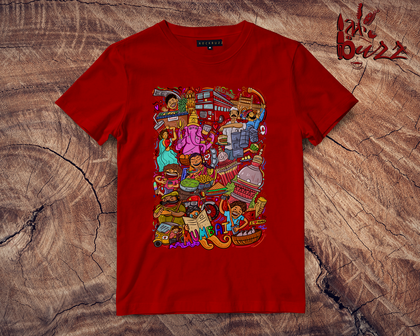 Mumbai doodle multicolor printed tshirt