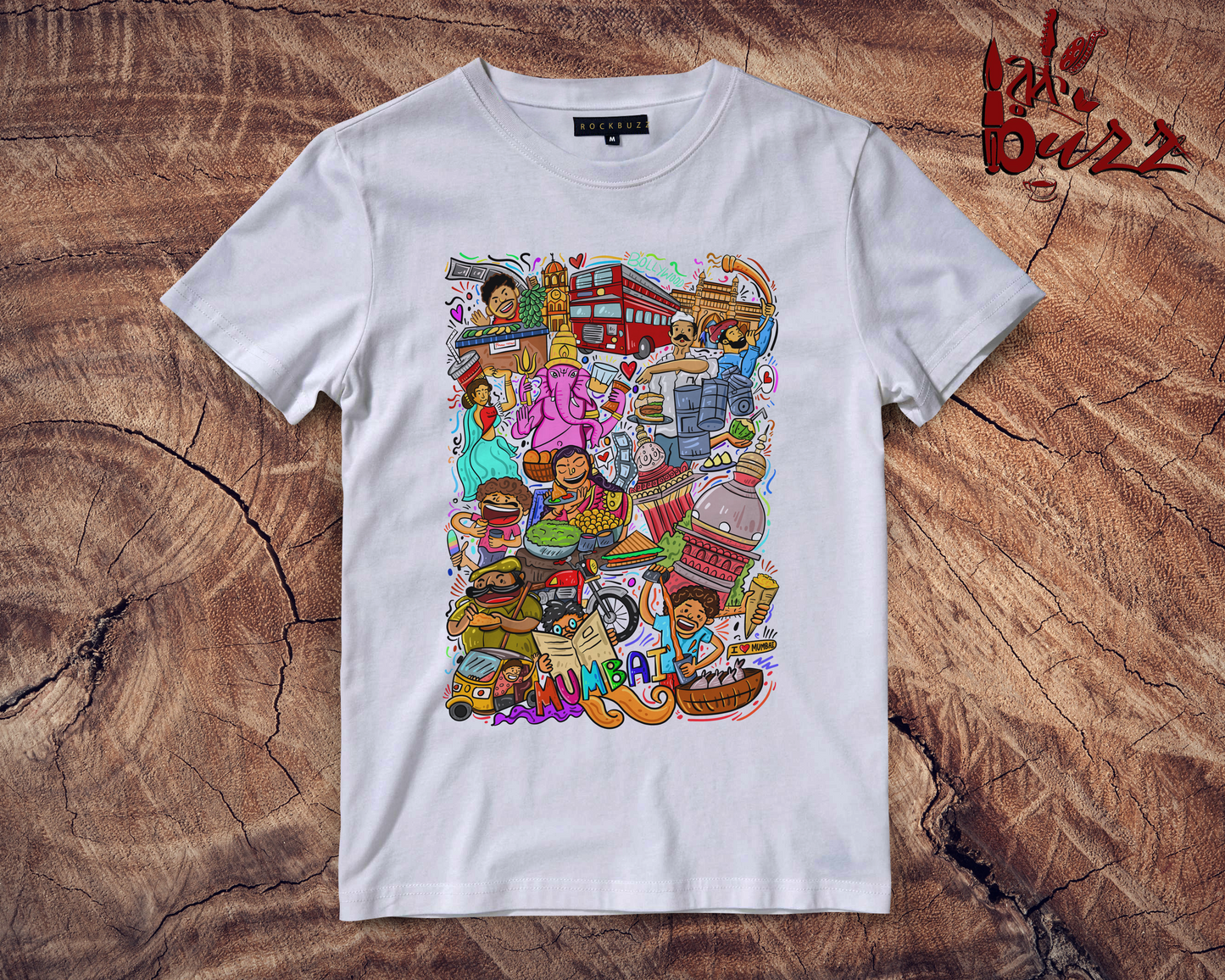 Mumbai doodle multicolor printed tshirt