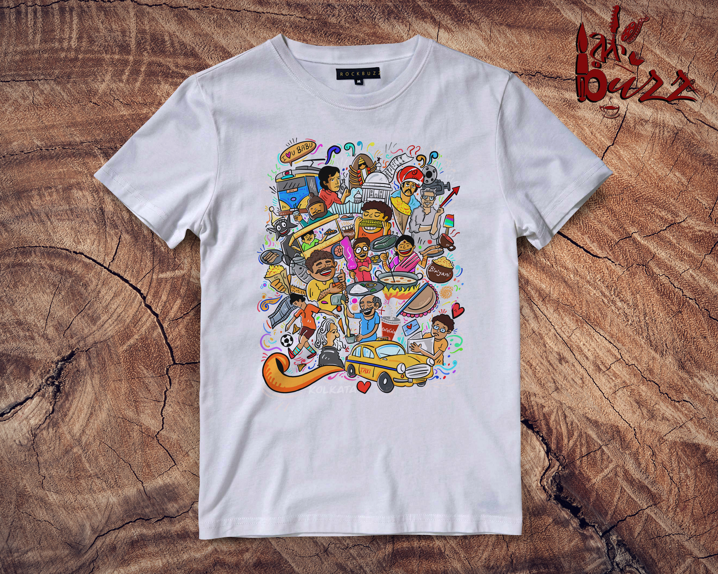 Kolkata doodle multicolor printed tshirt