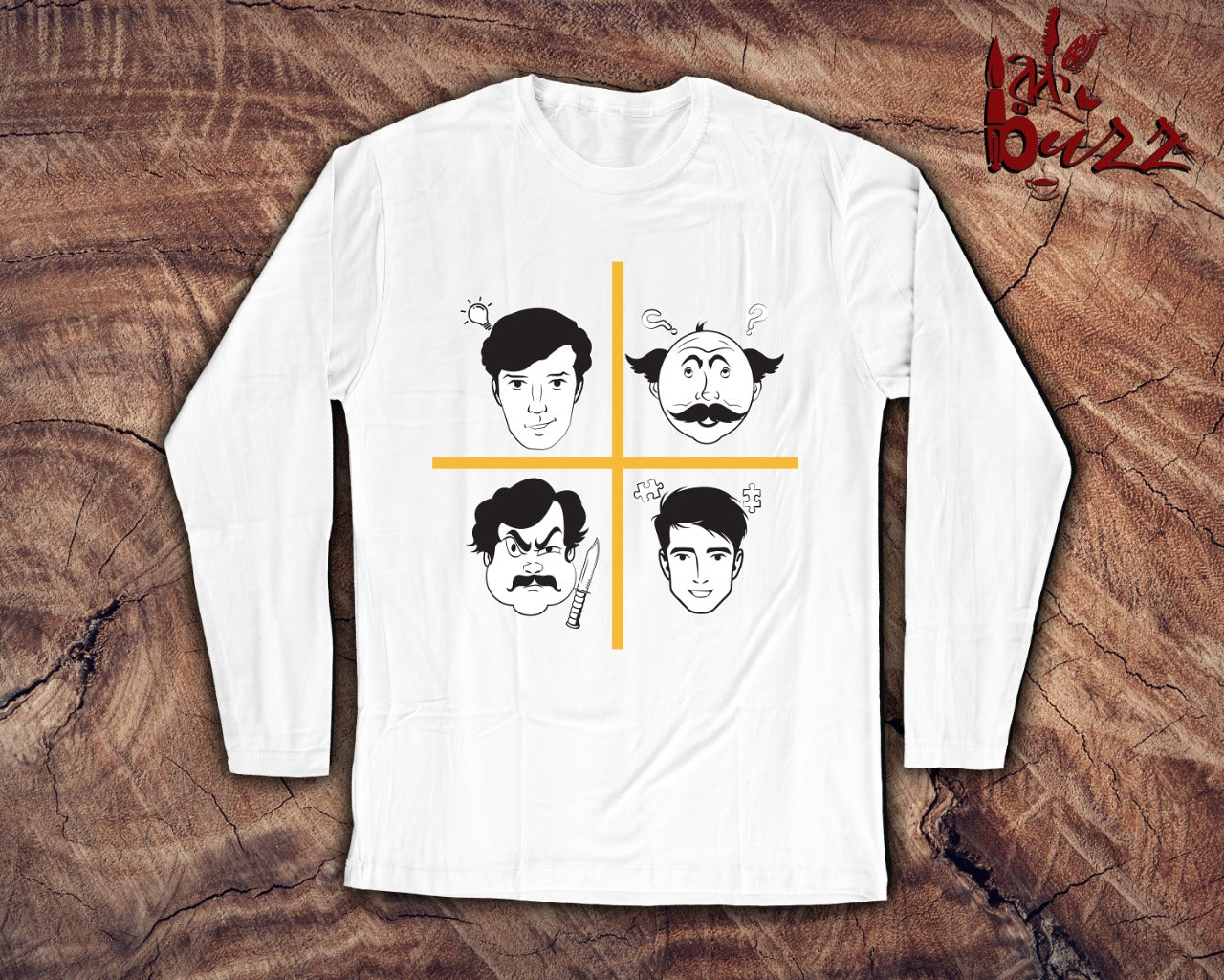 Feluda four faces captioned bengali full sleeve tshirt